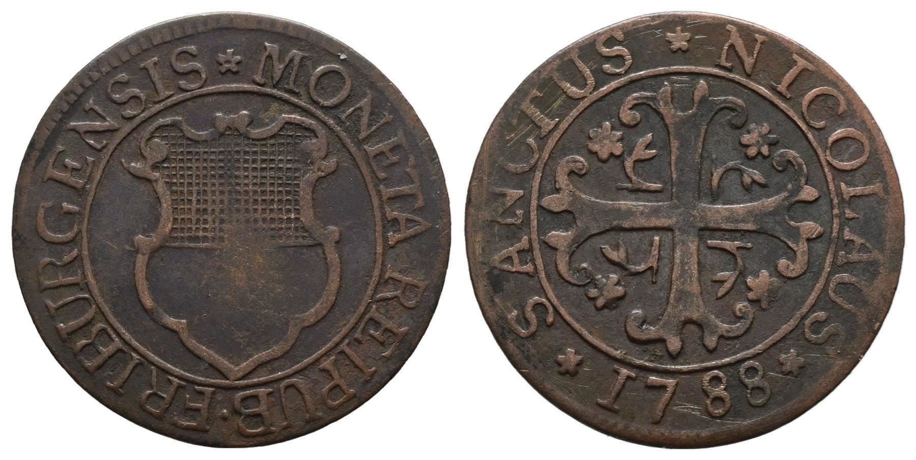 Tutti le monete: Freiburg Halbbatzen 1788  /3368 – Usato da Trimbach venduto da Solothurn1