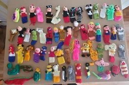100 wundeschöne Fingerpuppen handgestrickt aus Peru, Neu!!