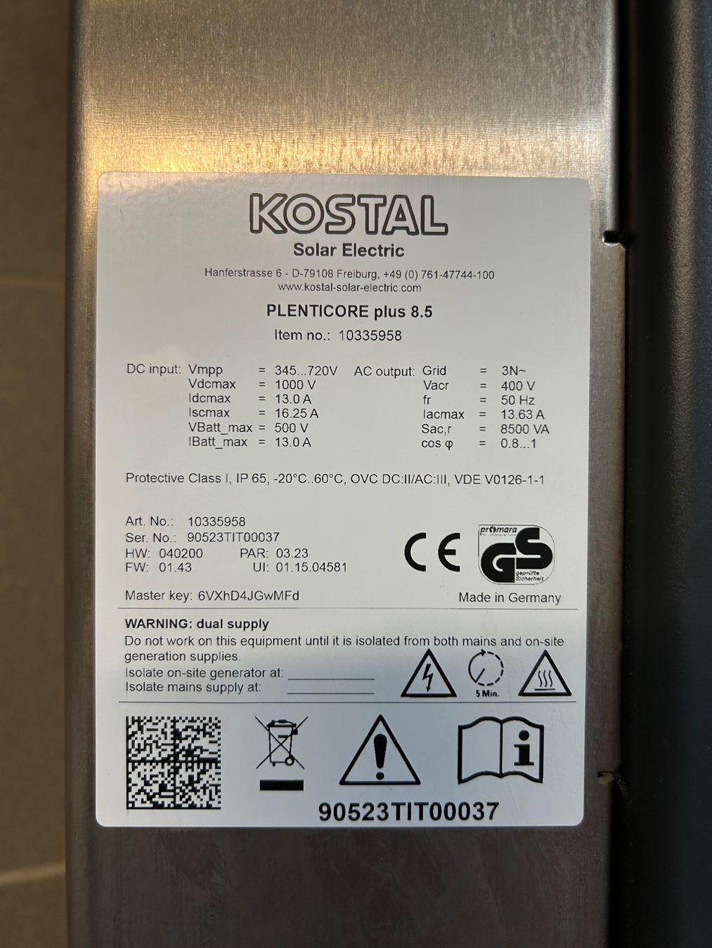 Kostal Onduleurs: Kostal Plenticore Plus 8.5 – D'occasion à Rothenhausen par Robatech 1