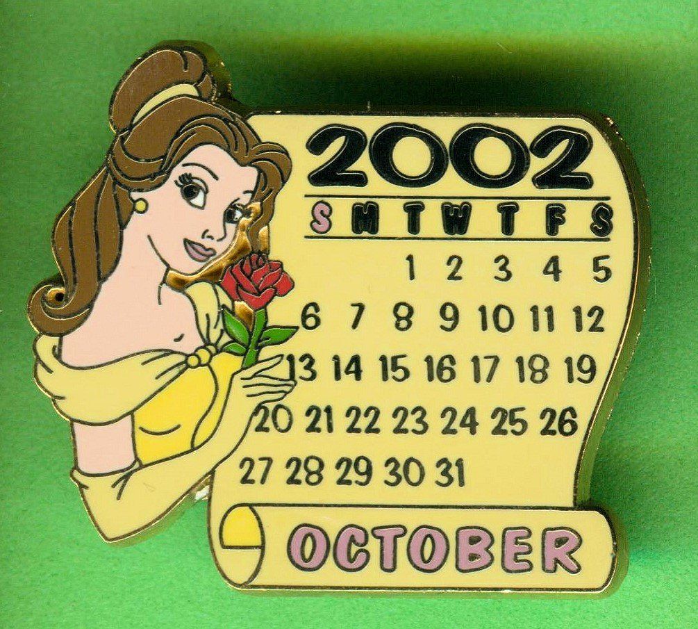 Disney Placchette & Badge: DISNEY  Kalender 2002  Oktober  BELLE – Usato da Winterthur venduto da Sammleroase