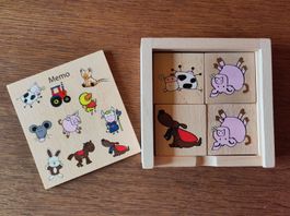 Holz Memo Spiel Bauernhoftiere für Kinder ab 3 Jahre