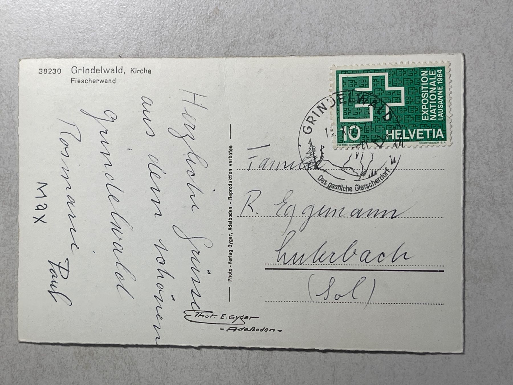 Cartoline postali: Vintage Postkarte Grindelwald, Kirche, – Usato da Strengelbach venduto da Aschatan5 1
