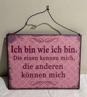 Metalschild mit Spruch Rosa