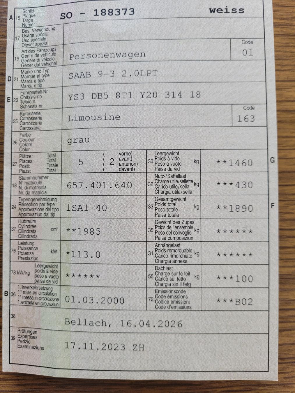 Saab Automobili: Saab 9-3 Jg. 2000 180000Km – Usato da Breitenbach venduto da Stony81 9