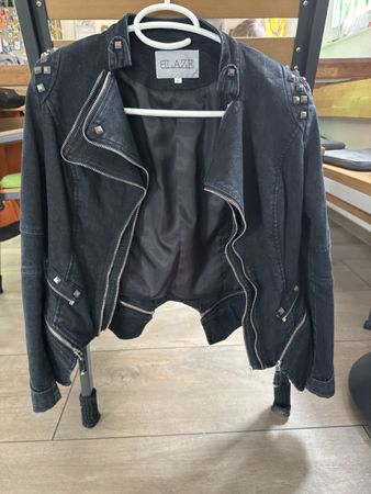 Coole Jeansjacke Bikerstil mit Nieten, Grösse L, gebraucht