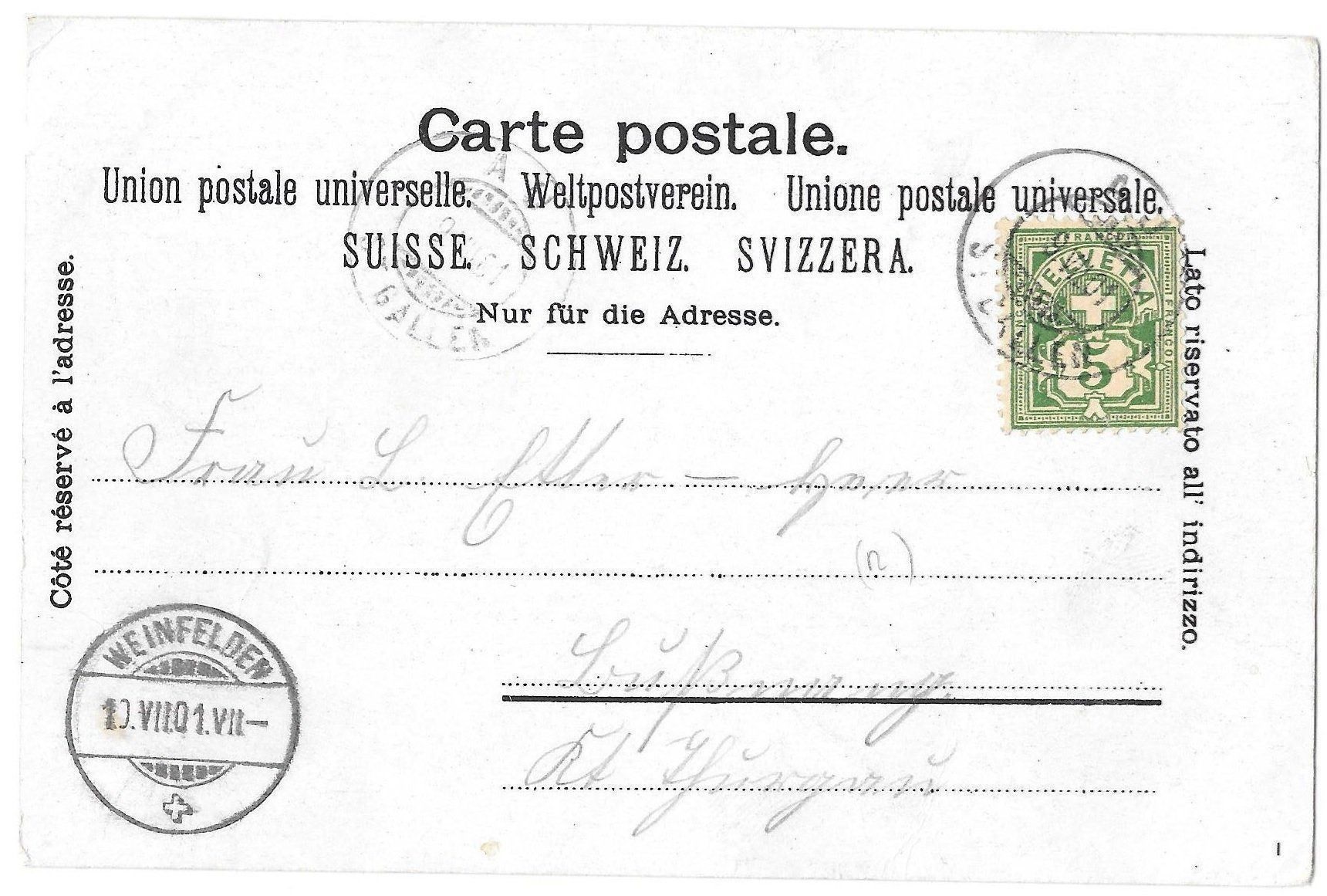 Cartoline postali: Au farbige Lithografie mit Hotel Schiff – Usato da Olten venduto da clotaldi 1