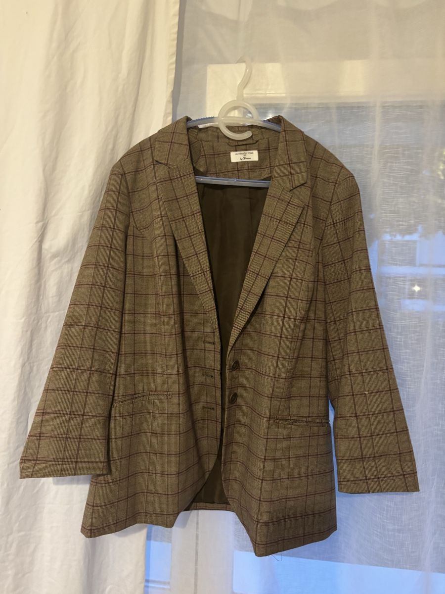 Giacche: Blazer kariert braun mit Ellenbogen-Patches oversized  – Usato da Pfäffikon ZH venduto da florencee.3
