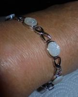Echtschmuck: Perlenschimmer-Glitzer-Quarz-Silberarmband