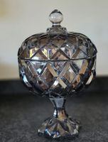 Bonbon irre Glas grau mit Deckel 25 cm Höhe guter Zustand