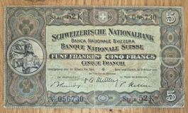 Schweizer 5 Franken Noten 1951 Serie 52K