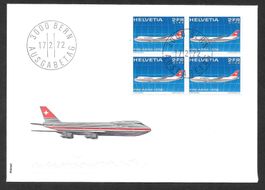 Flugpost FDC F47 Viererblock ET 17.2.1972 schön illustriert