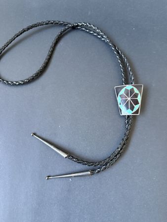 Vintage Native American Bolo Tie - Sterling Silver & Turquoi