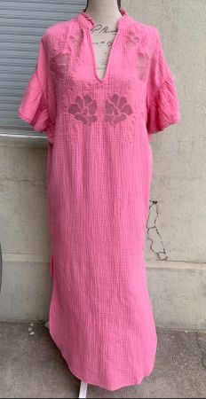 Splendide robe rose SISSEL EDELBO style caftan chic neuf t.S