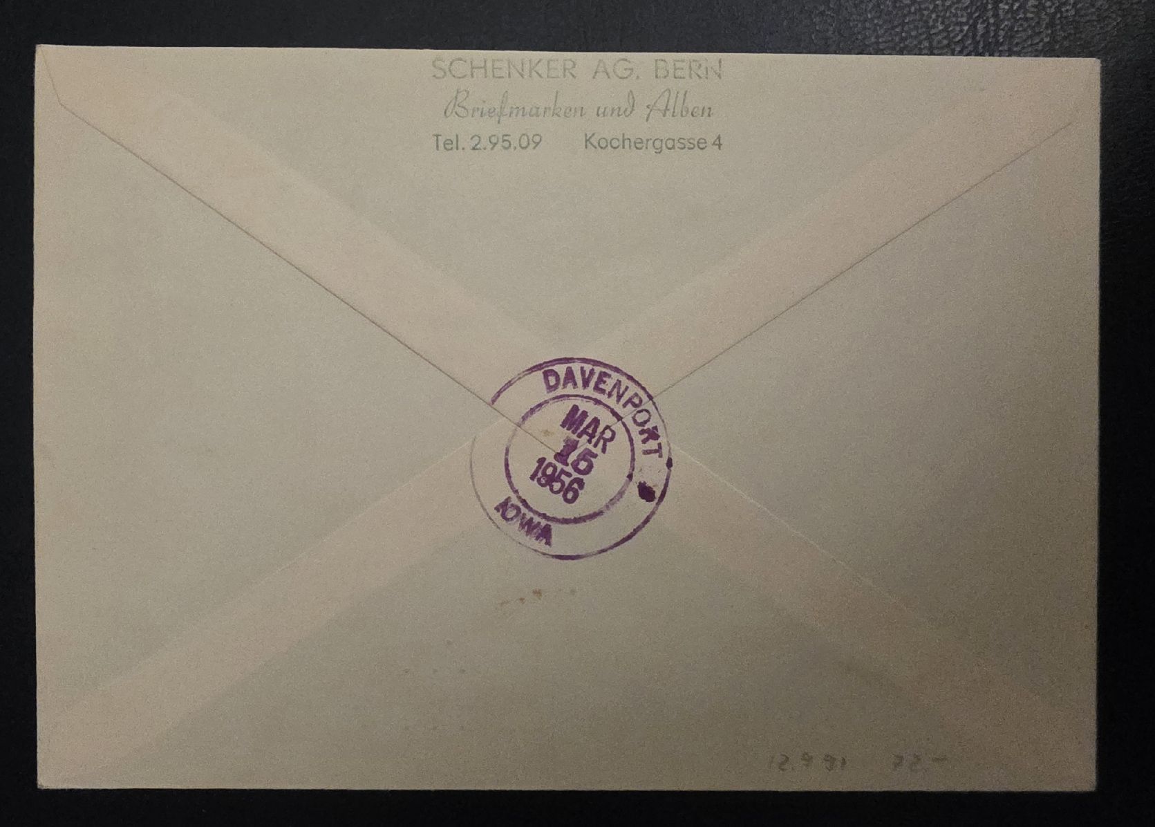 Tutti i francobolli: 1956 Gedenkmarken FDC  – Usato da Bern venduto da Kocholo 1