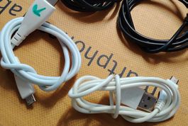 4xMicro USB-Ladekabel verschiedene Längen gebraucht.