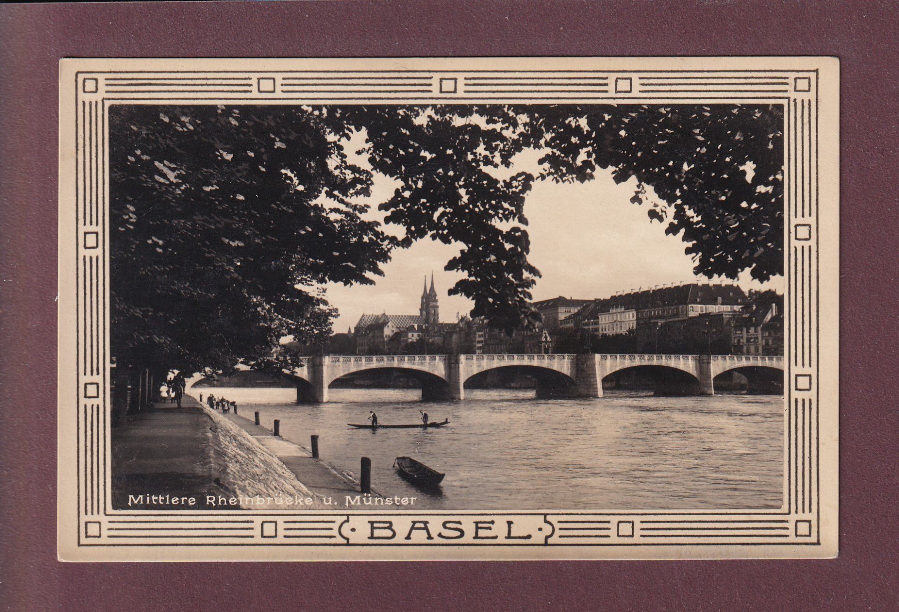 Ansichtskarten: BASEL - Mittlere Rheinbrücke - 1924 – Gebraucht aus Pully von nicecards