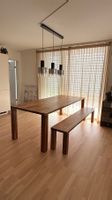 Massiver Esstisch mit passender Holzbank, 220 × 90 cm