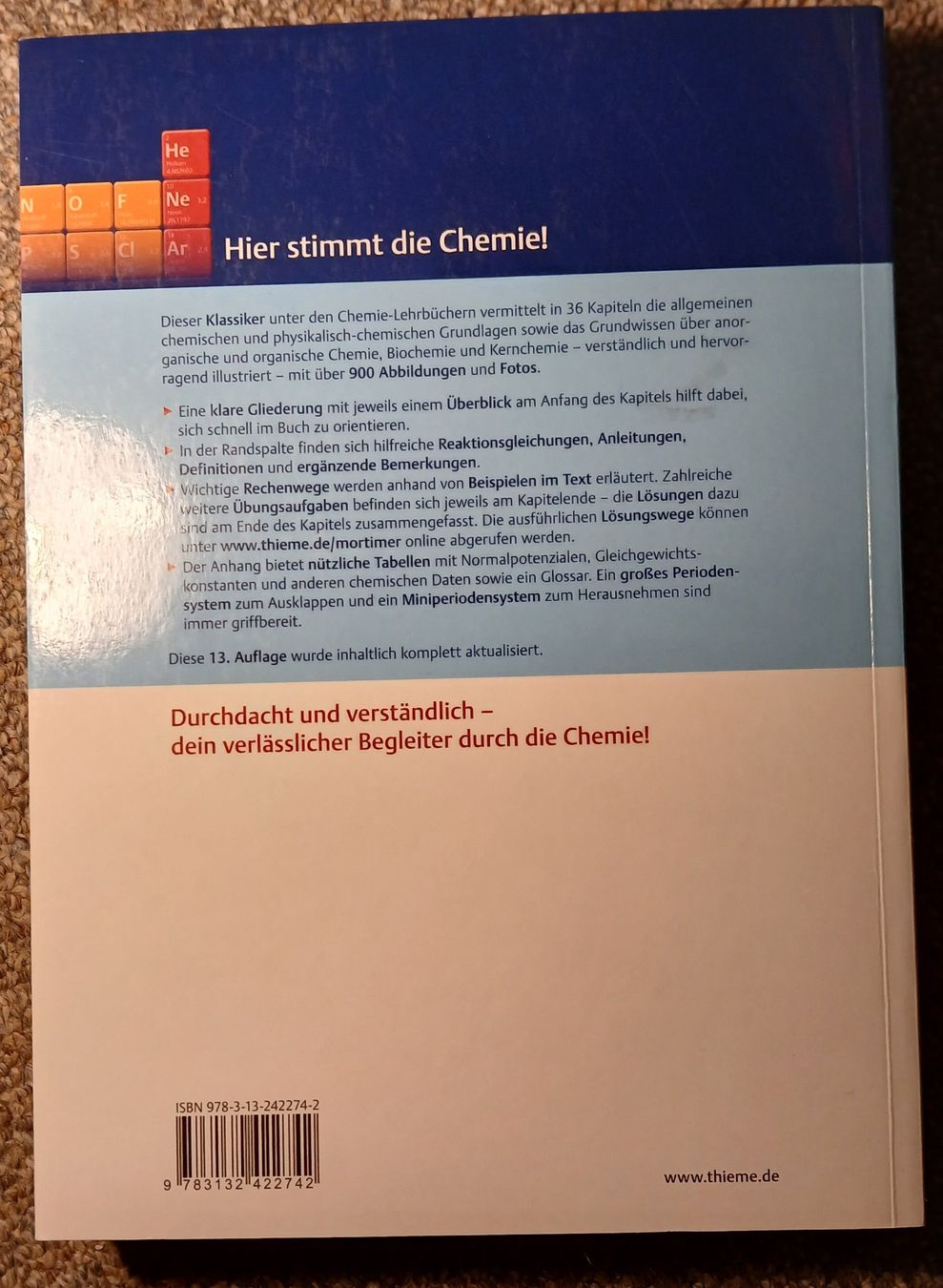 Livres: Basiswissen der Chemie 13. Auflage "Mortimer" – Neuf avec emballage d'origine à Oberrieden par sib_nkf6 2