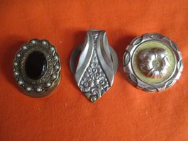 3 x Vintage Schal Clip, Schal Ring, Halstuchhalter