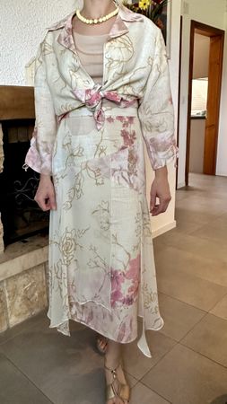 Ensemble d'été :jupe et veste-chemise en lin léger T.38 neuf