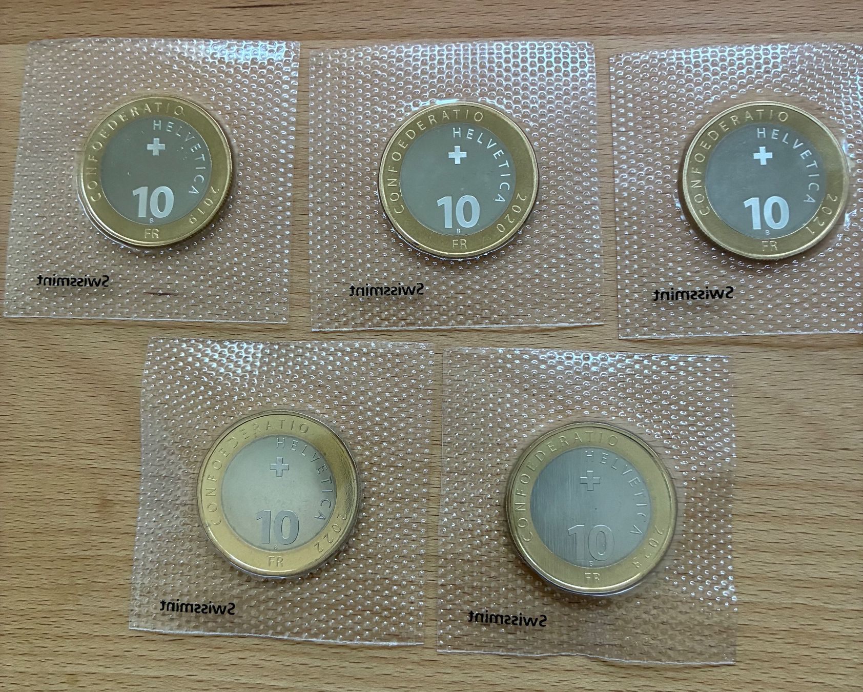Tutti le monete: 5 x 10 Franken 2019 - 2023 Originalverpackt – Usato da Roggliswil venduto da batho22 1
