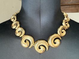 ✨Vintage Halskette mit Hammereffekt, goldfarben