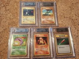 Base set JP 1996 Lot BGS Magmar Full heal Machop Koffing