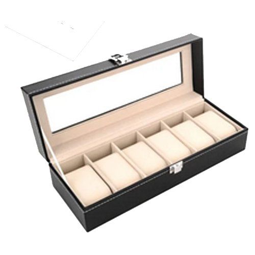 Scatole porta orologi: Coffret pour 6 montres noir coutures blanches – Nuovo e nell'imballaggio originale da Marsens venduto da jogocade 1
