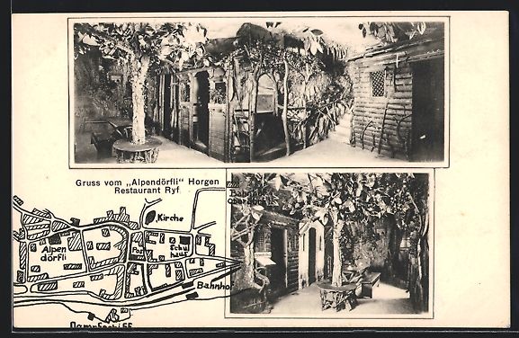 Cartoline postali: Horgen, Restaurant Ryf, Hof, Baum, Stadt – Usato da Berlin venduto da bartko-reher
