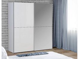 White Sliding Door Wardrobe with Mirror (Schrank)