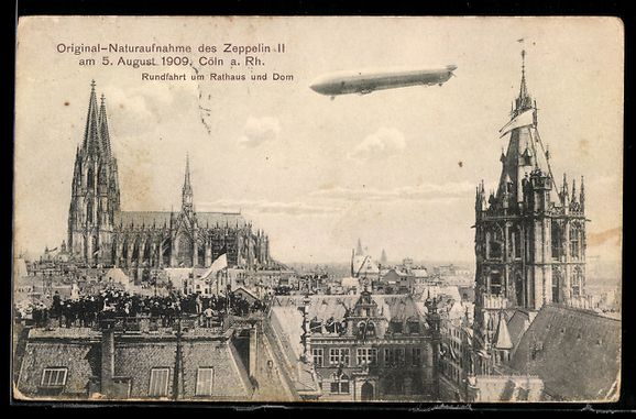 Foto & Poster: Köln, Zeppelin II. am 5.8. 1909 auf Run – Usato da Berlin venduto da bartko-reher