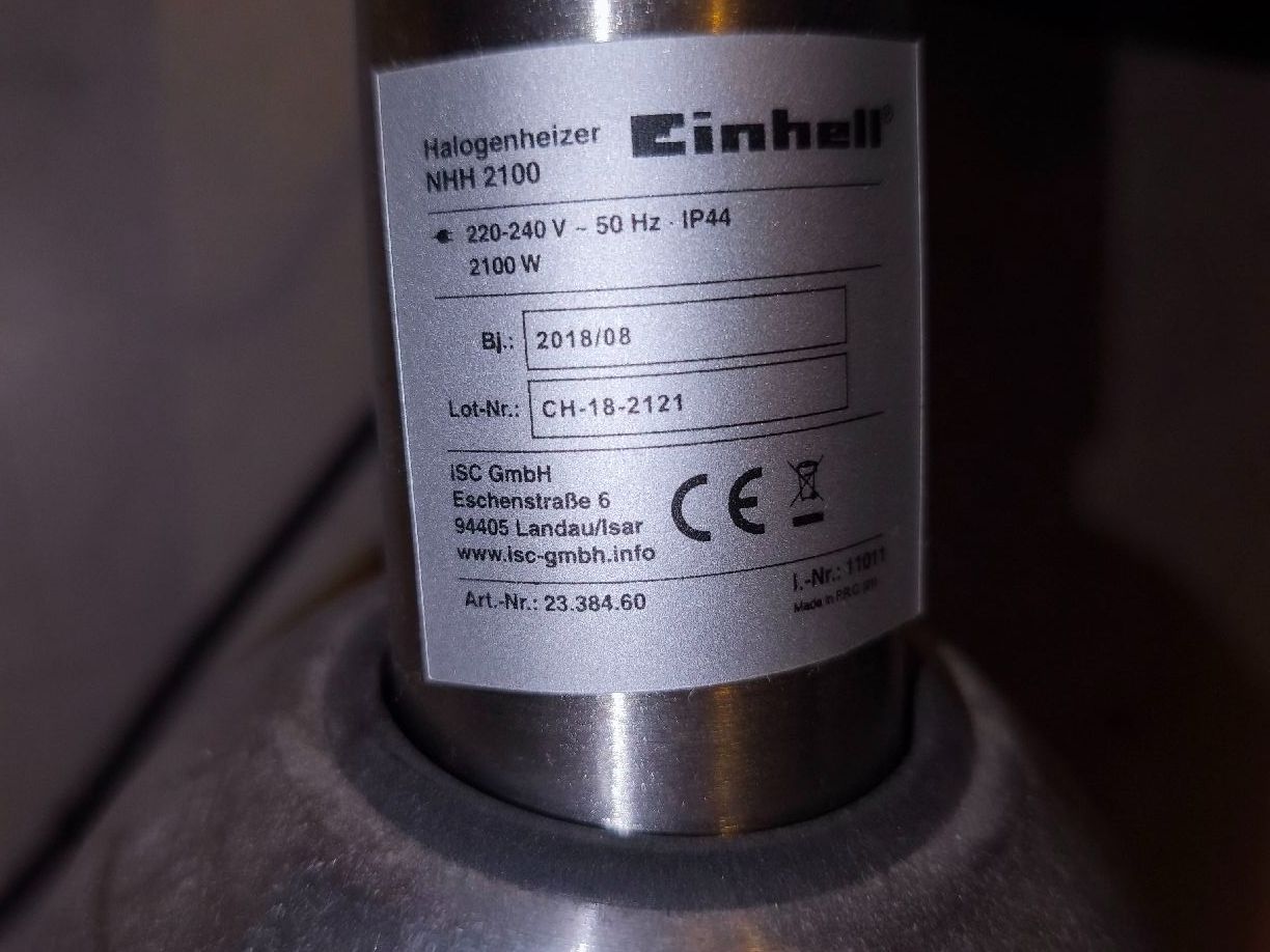 Einhell Radiatori: Einhell Halogenheizer NHH 2100 Heizstrahler Standgerät – Usato da volketswil venduto da Kaufenix 3