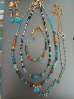 Schmuckset, 3 Halsketten+Armband+Ohrringe, neu