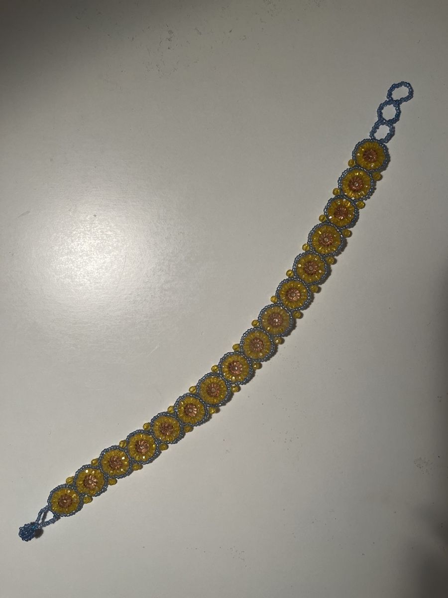 Catenine: Choker Blumenmuster Gelb/Blau  – Nuovo (secondo la descrizione) da Bern venduto da sosophie 1