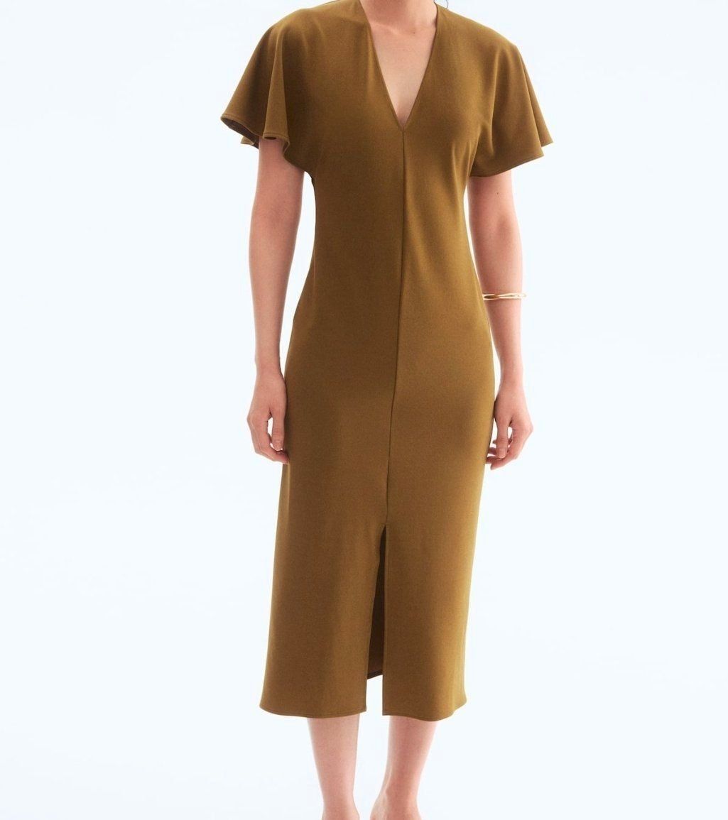 H&M Vestiti: Superbe Robe longueur Midi Olive Chic - Taille L H&M – Usato da Clarens venduto da fashionfou