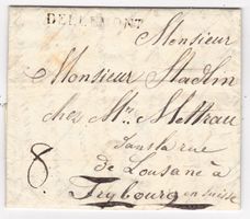 Lettre de Délémont pour Fribourg le 5 juin 1830