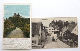 Arlesheim Hauptstrasse mit Pferdefuhrwerk - rechts Bäckerei