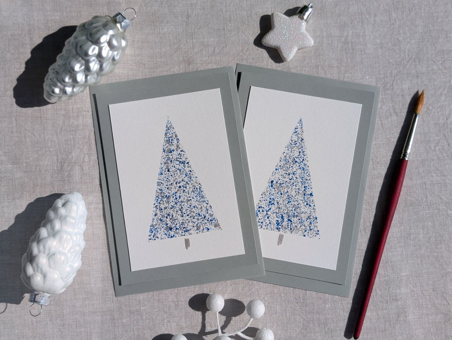 Cartoline: Weihnachtskarte blau-silber Weihnachtsbaum – Set 2 Karten – Nuovo e nell'imballaggio originale da Winterthur venduto da LaVieColor 5