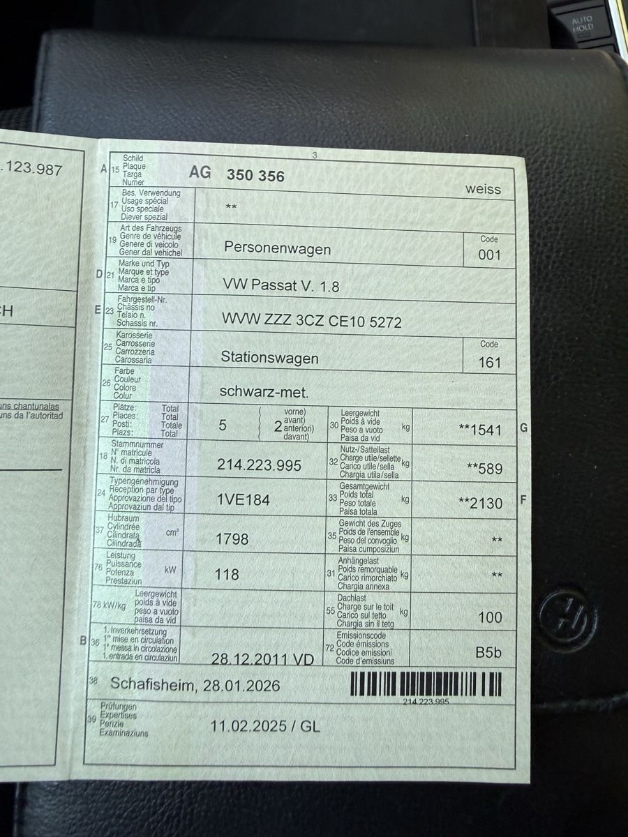 VW Automobili: VW Passat V 1.8 Benzin Automat 2012 – Usato da Menziken venduto da JJRacing 9