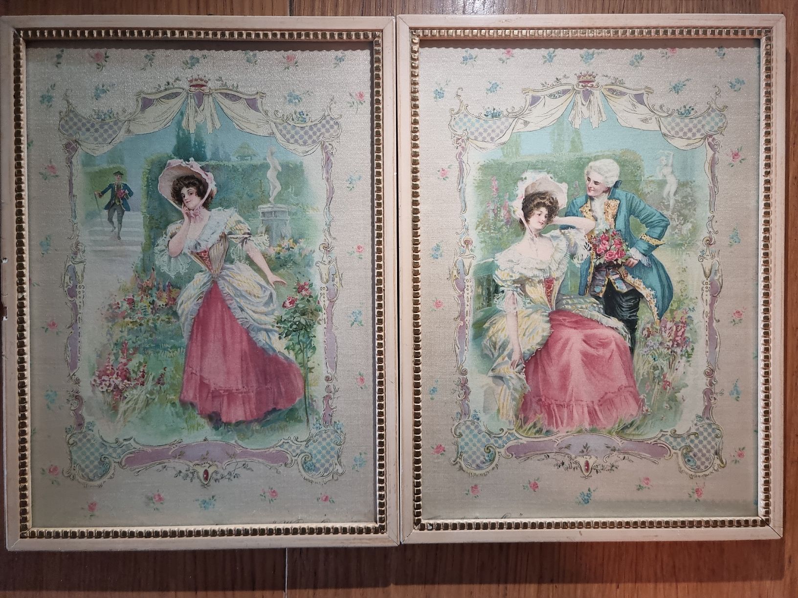 Dipinti: Tableau estampe sur soie, thème romantiques de 1908 – Usato da Les Cullayes venduto da yan_nvn9