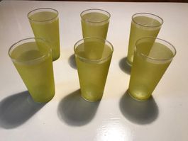 6 verres à eau des années 50 jaune clair