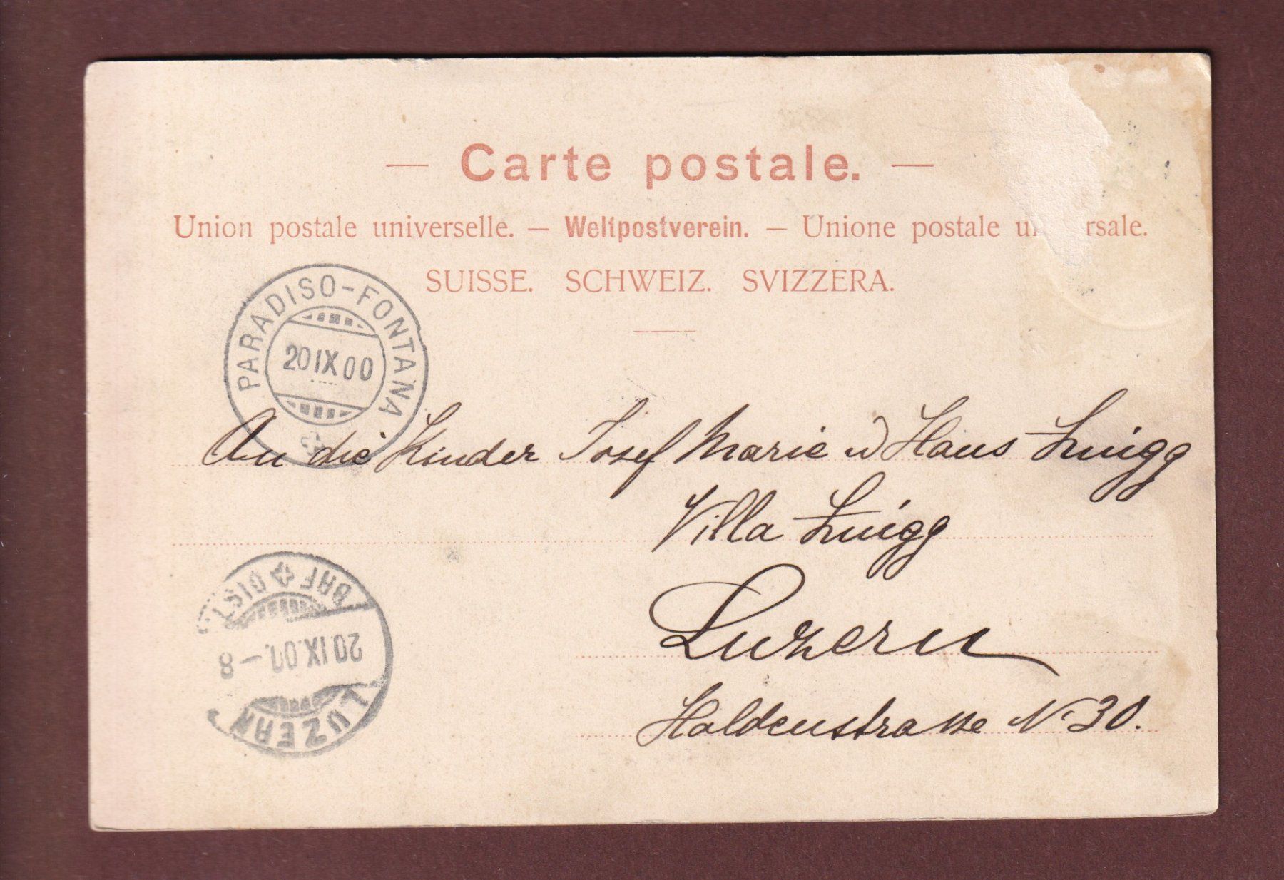 Cartoline postali: LUGANO - San Salvatore - 1900 – Usato da Pully venduto da nicecards 1