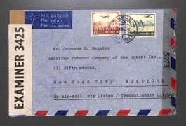 1943 Doppelte Zensur Luftpost -New York Flugpost F30+32 GENF