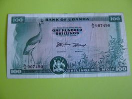 Banknote Uganda 100 Shillings 1966, P-5a, Top Zustand
