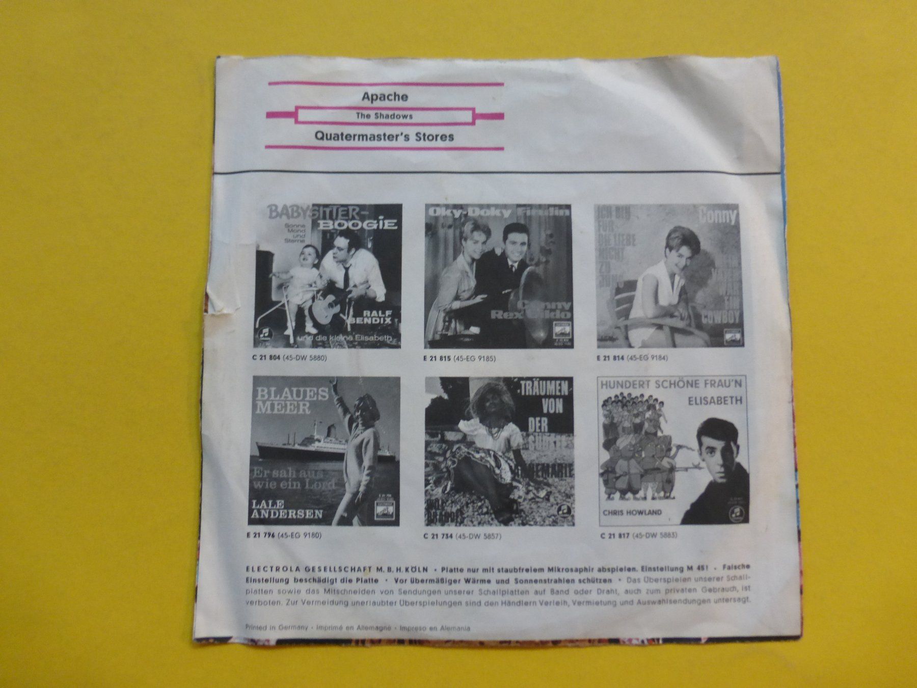 Dischi in vinile: The Shadows – Apache – Usato da Zürich venduto da Swiss57 1