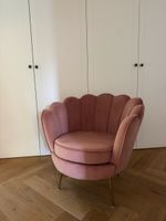 Sessel rosa Muschelform Samt gepolstert 