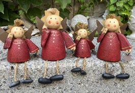 Weihnachtliche Holzengel-Figuren, 4er Set, Handarbeit!