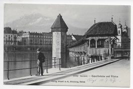 Luzern - Kapellbrücke ud Pilatus um 1907