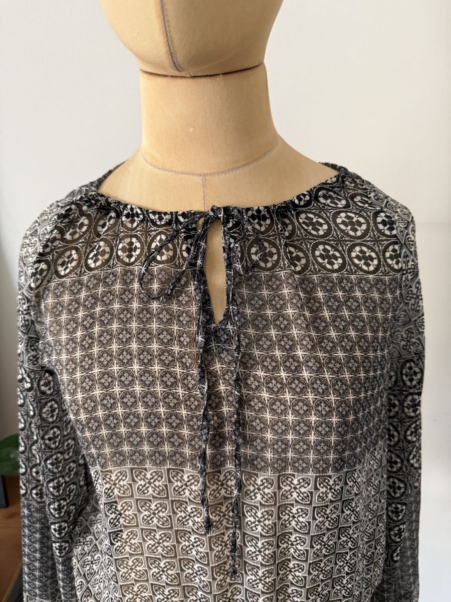 Camicette: Boho Damenbluse Schwarz Weiß Langarm Gr. M Casual – Usato da Lugano venduto da rebecca.wardrobe 2