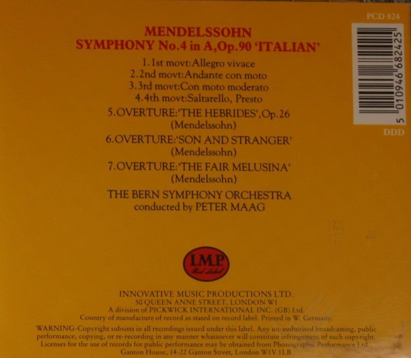 CDs: Symphony No.4 in A Op.90 'Italian' – Gebraucht aus Luzern von CONTENTI 2